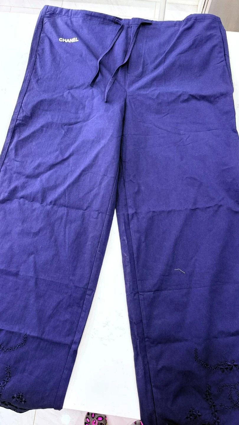 Chanel Purple Cotton Drawstring Pants