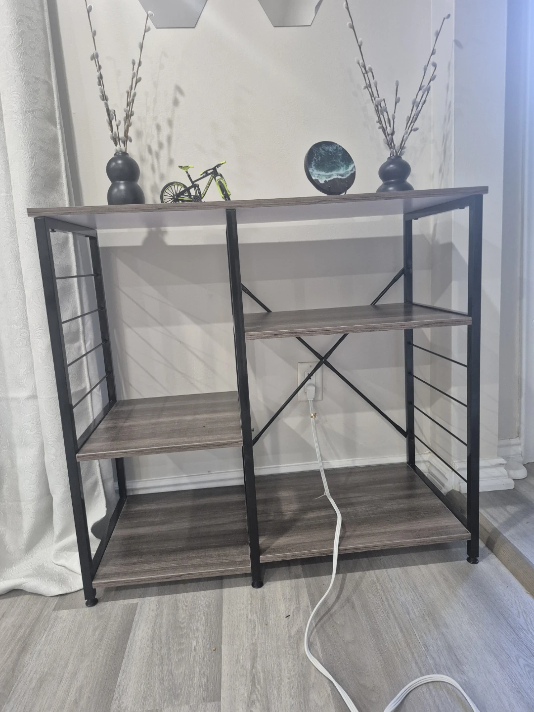 3-Shelf Bookshelf with Wood-Look Shelves