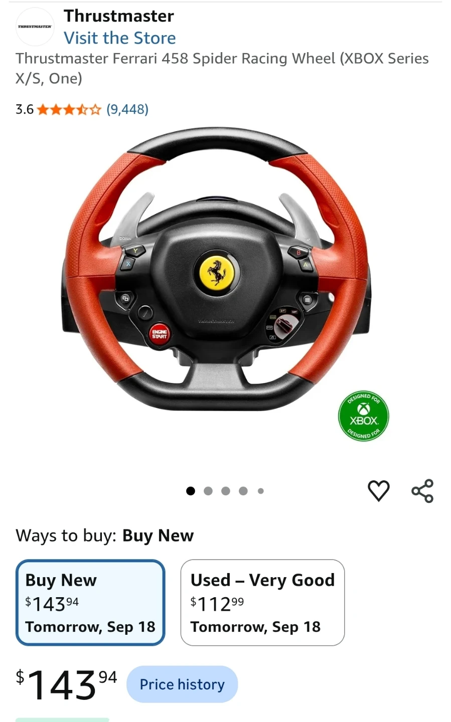 Thrustmaster Ferrari 458 Spider Racing Wheel