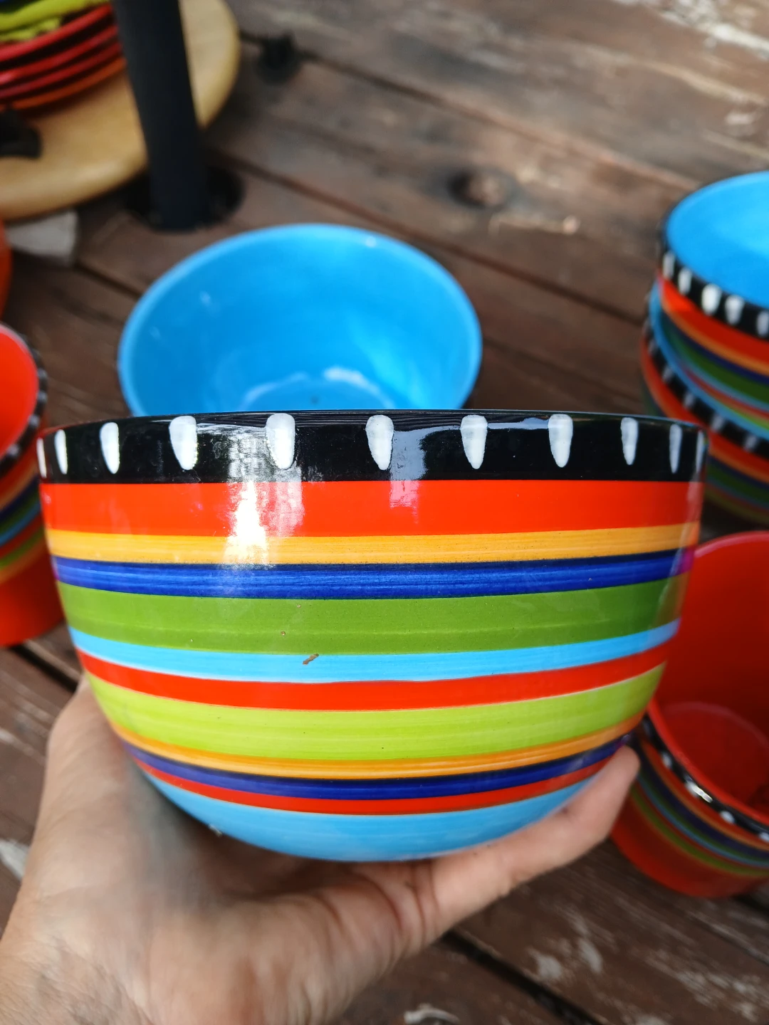 Set of 6 Multi-Coloured Ceramic Mugs and Bowls - photo 3