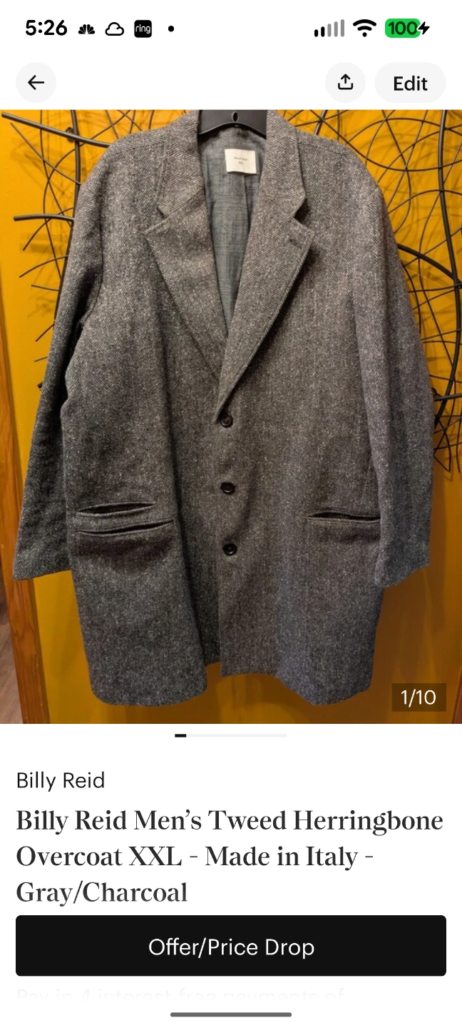 Billy Reid Men’s Tweed Herringbone Overcoat