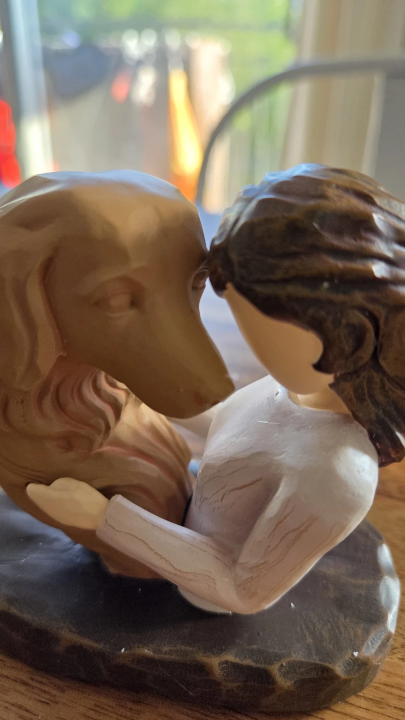 Dog & Girl Heart-Shaped Resin Figurine – Décor Paperweight *new - photo 2