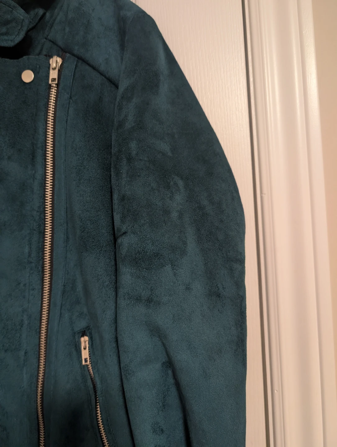 Teal Faux Suede Moto Jacket - photo 3