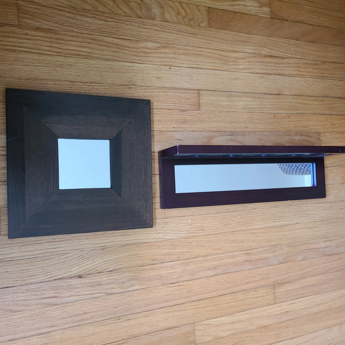 Dark Wood Square Mirror and Candle Shelf Set - photo 3