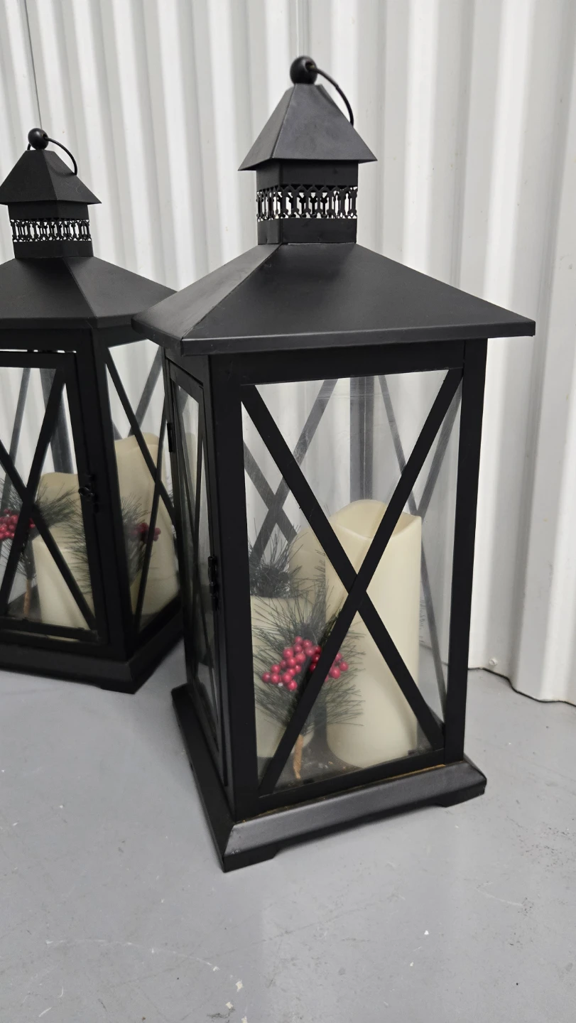 Set of Two big Decorative Black Metal Lanterns - photo 4