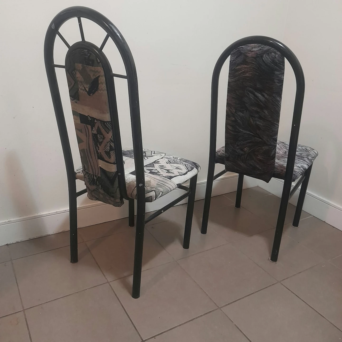 Two Patterned Upholstered Dining Chair