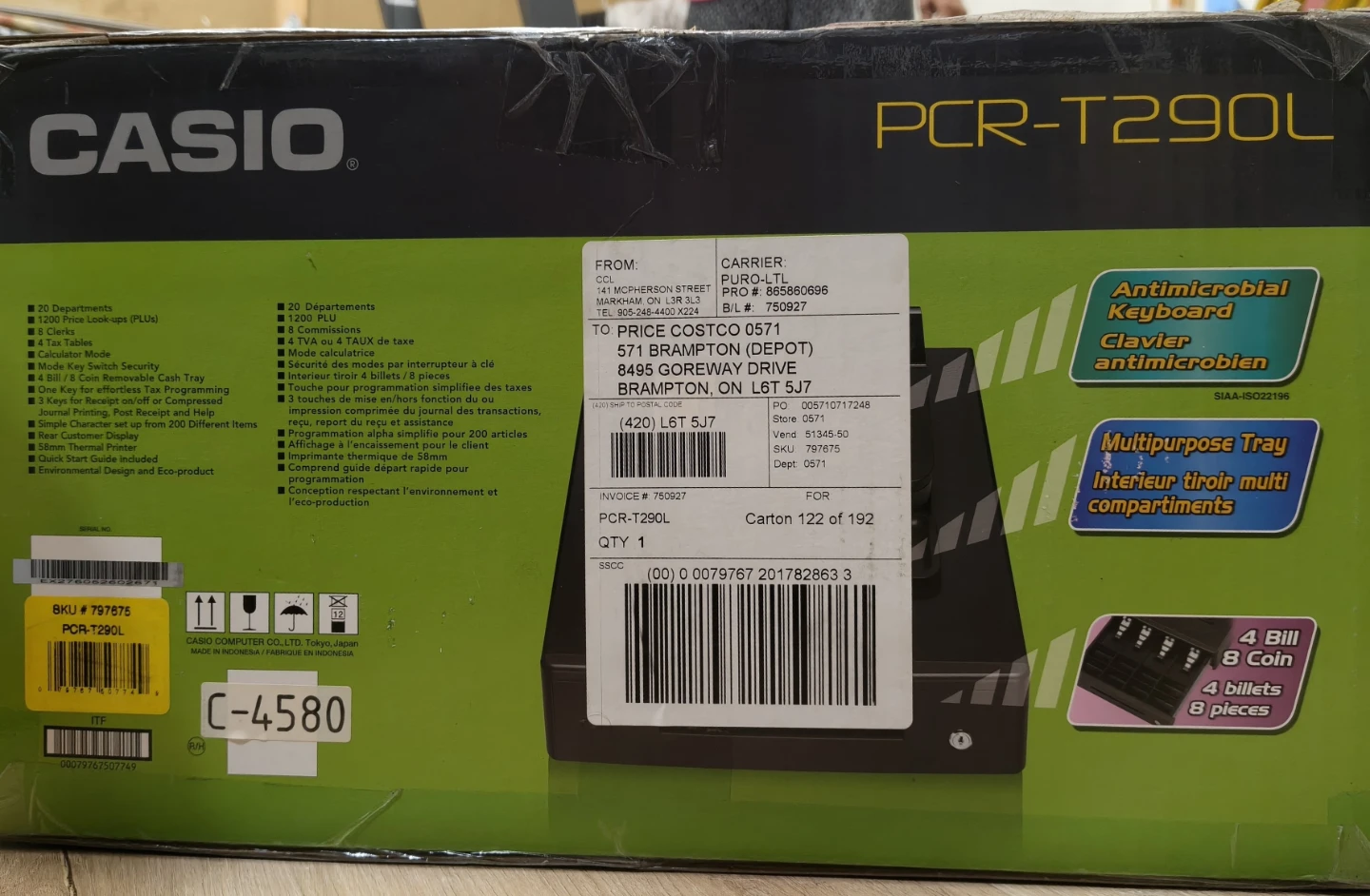 Casio PCR-T290L electronic cash register - BNIB
