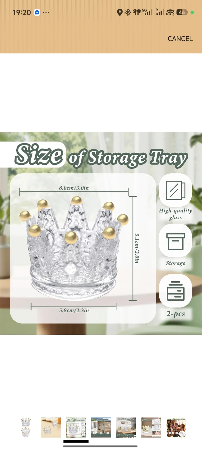 Set of 2 Glass Crown Storage Trays - photo 2