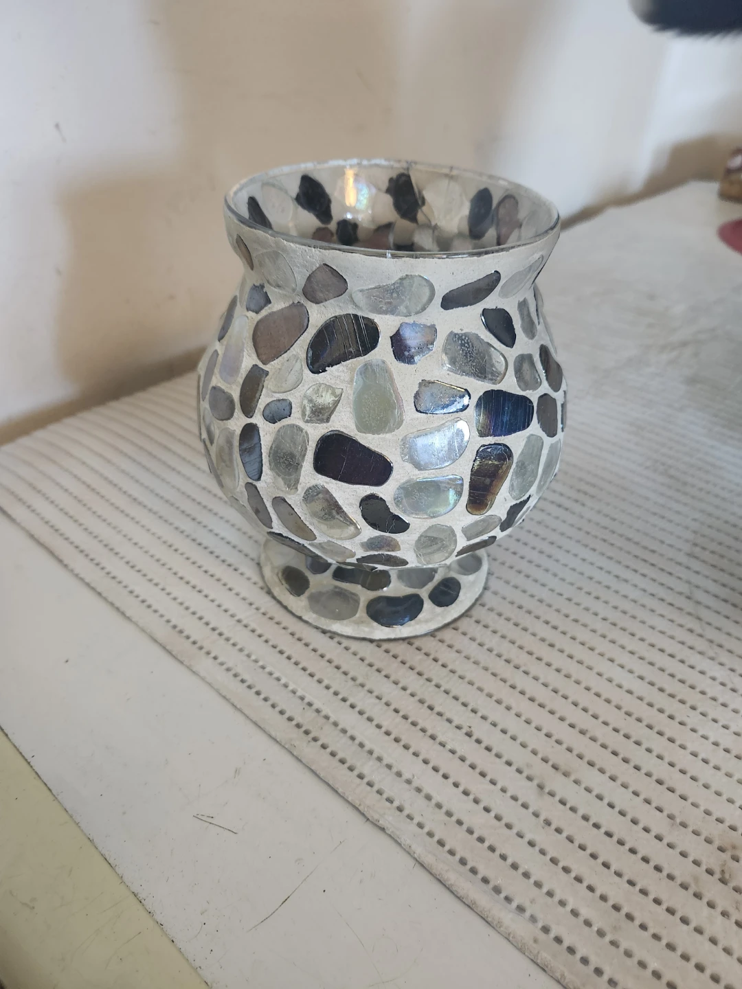 Mosaic glass candle holder