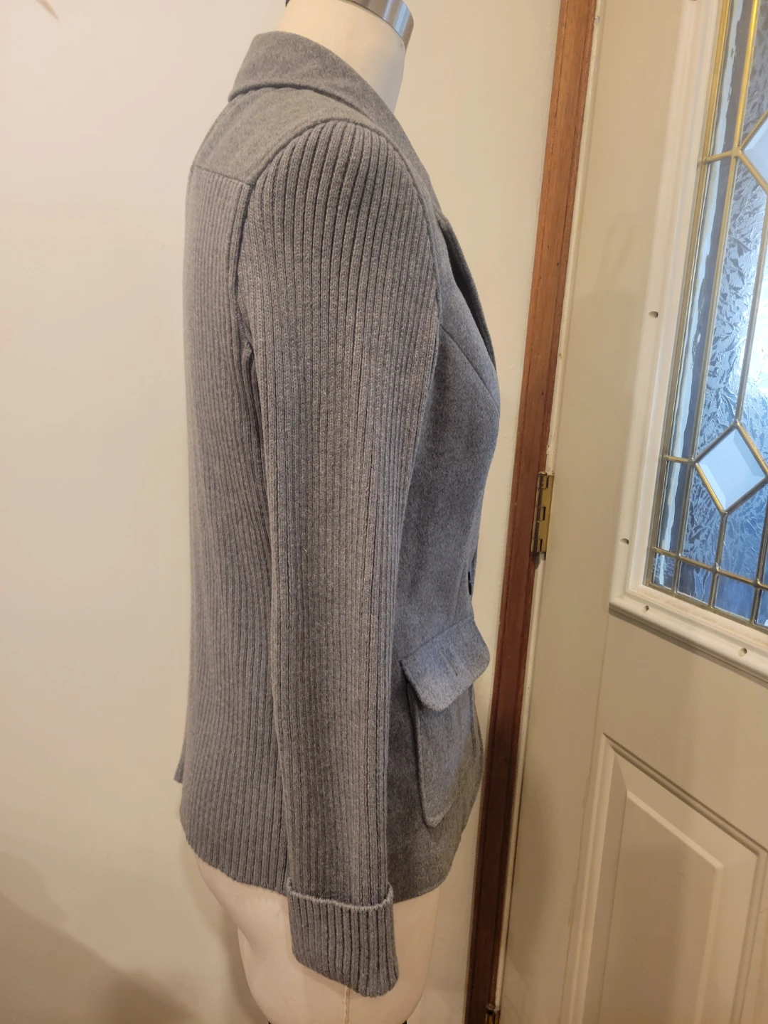 Grey knit-sleeve  M blazer - photo 3
