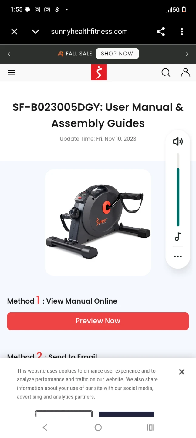 Sunny Health & Fitness Under Desk Smart Mini Exercise Bike