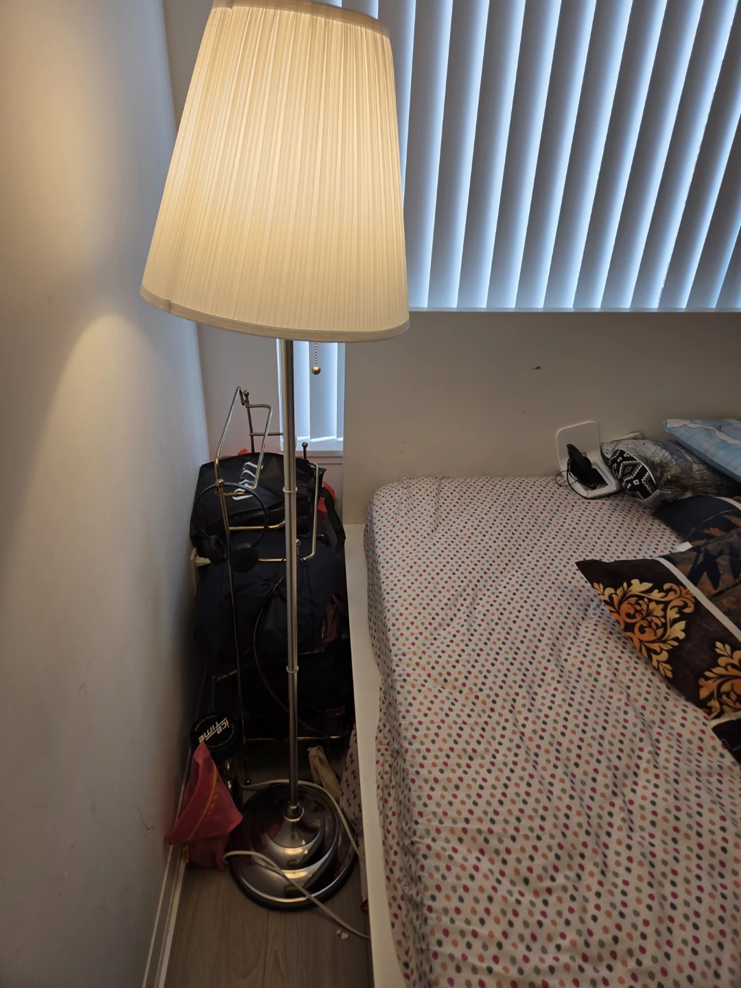 Floor lamp with pleated shade