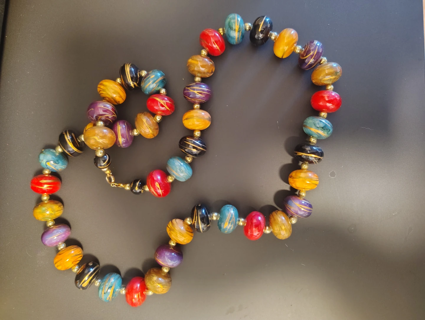 Multicoloured Swirl Bead Statement Necklace - photo 4