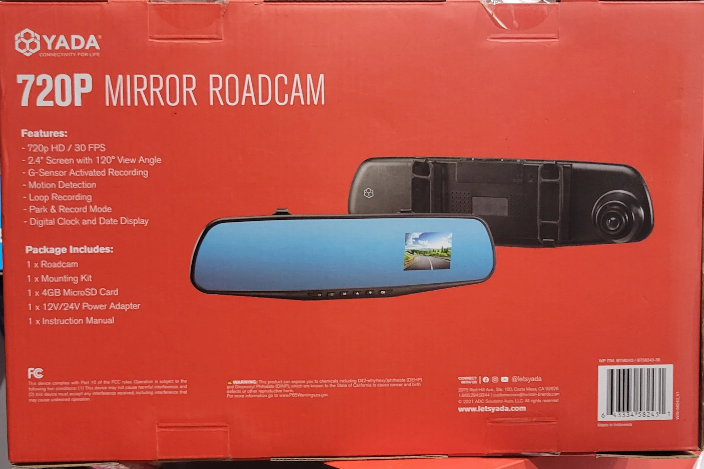 Yada 720P Mirror RoadCam Dash Camera - photo 2