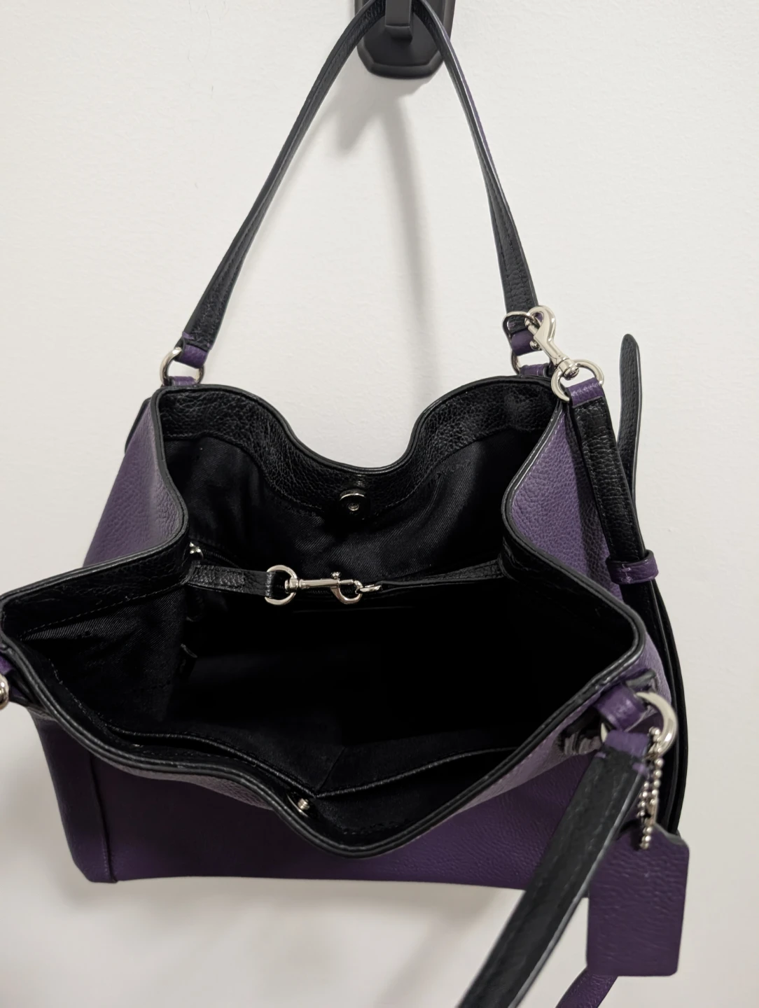 Coach Purple Pebble Leather Handbag - photo 5