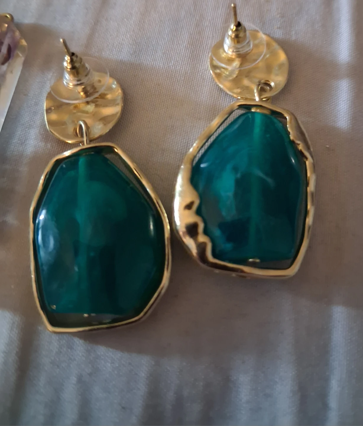 Teal Stone Earrings and Crystal Pendant Set - photo 2