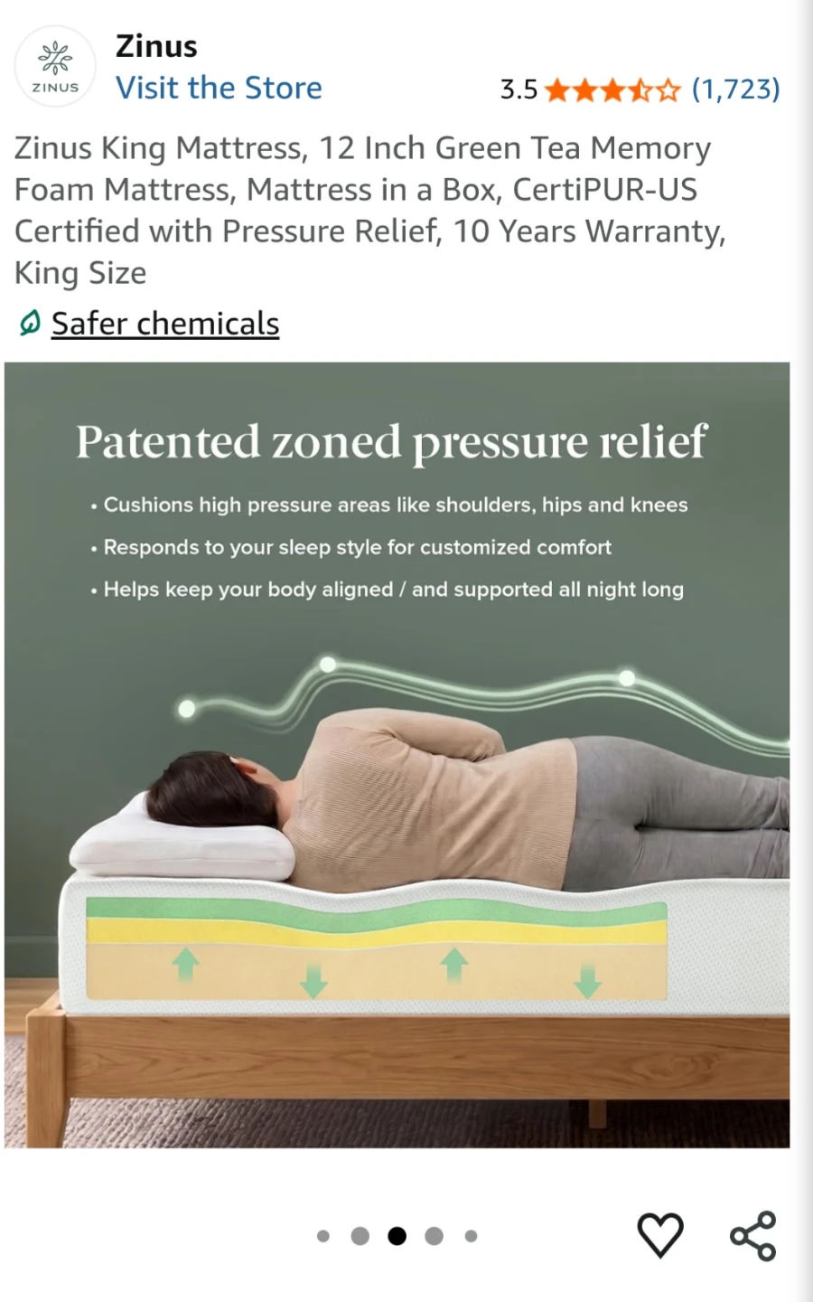 Zinus Green Tea Memory Foam Mattress - King Size - photo 4