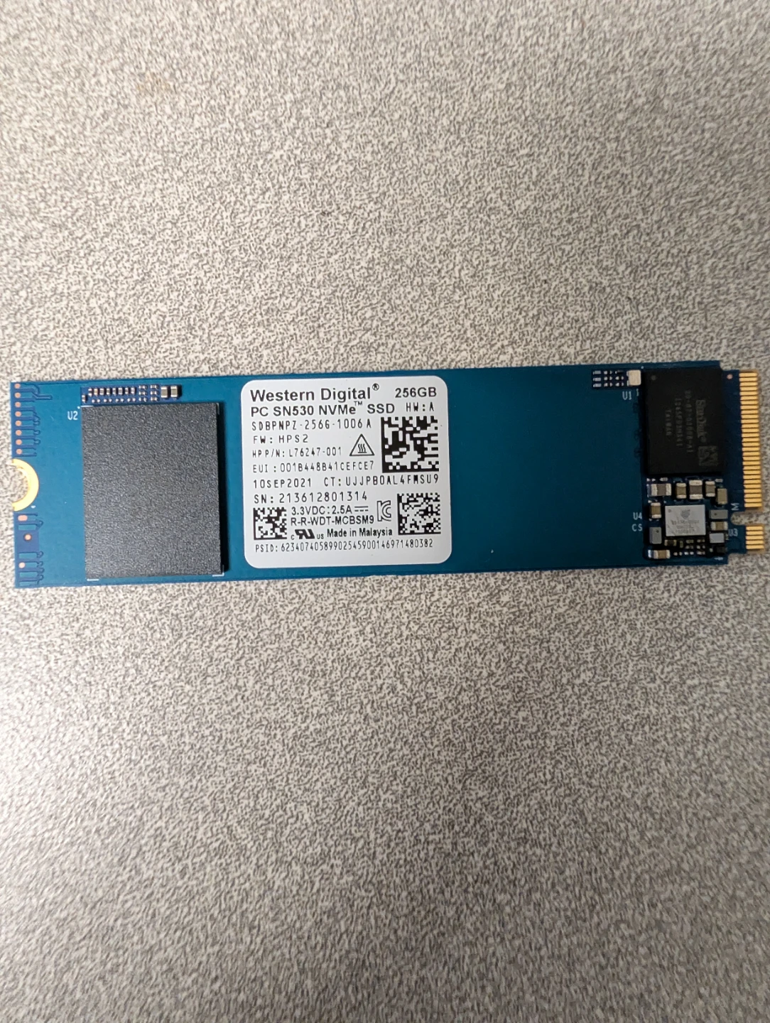 Western Digital PC SN530 256GB NVMe SSD