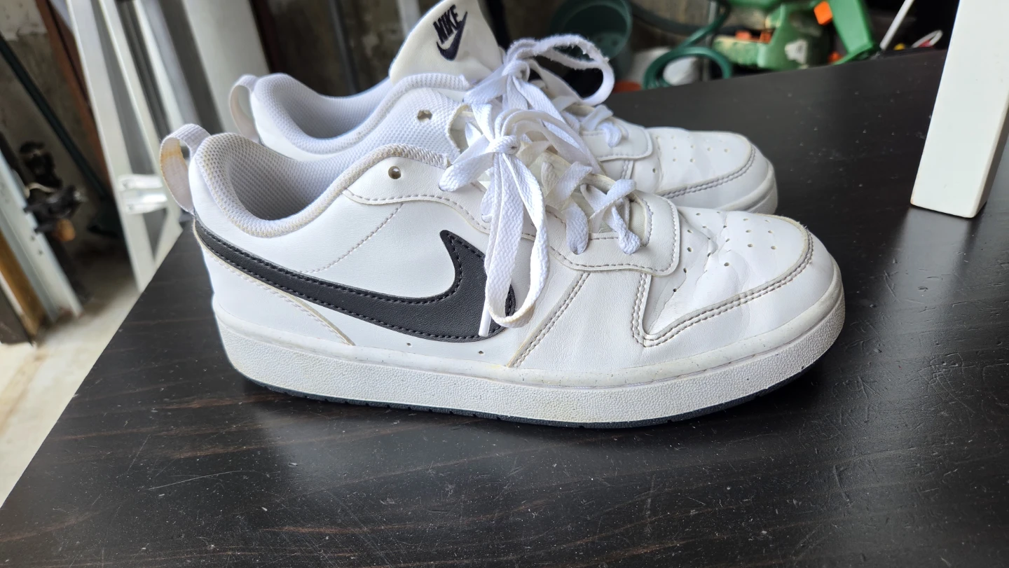 Nike Court Borough Low 2 White Black Sneakers Size 6Y