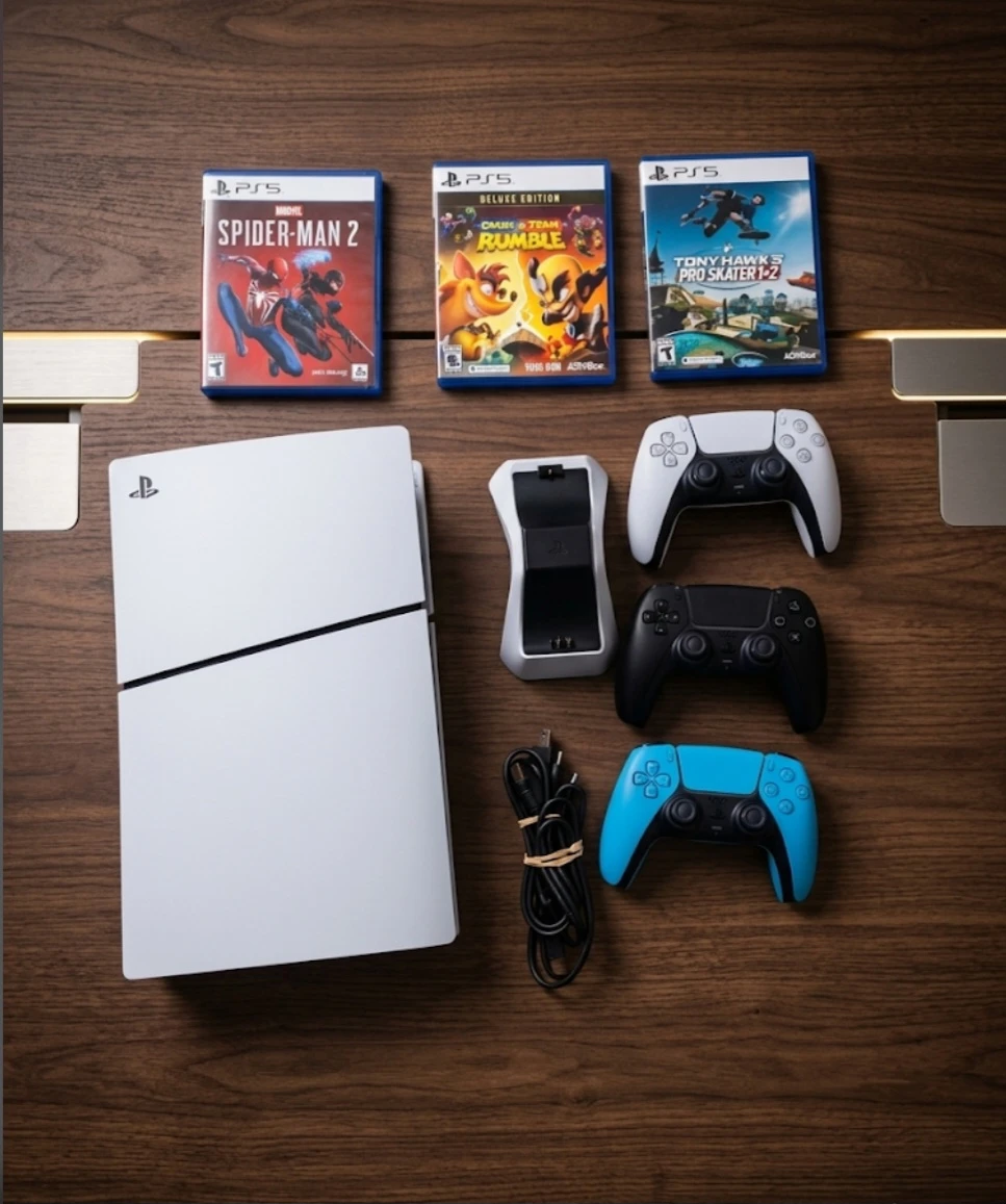 PlayStation 5 Console with 3 Games and 3 Controllers