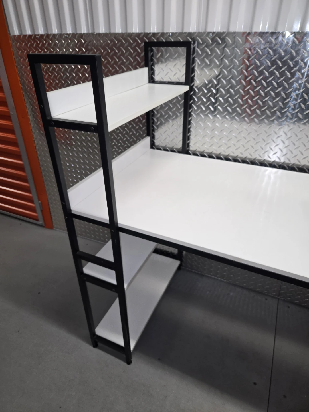 Modern Minimalist Office Desk with Shelving - Like New - photo 4