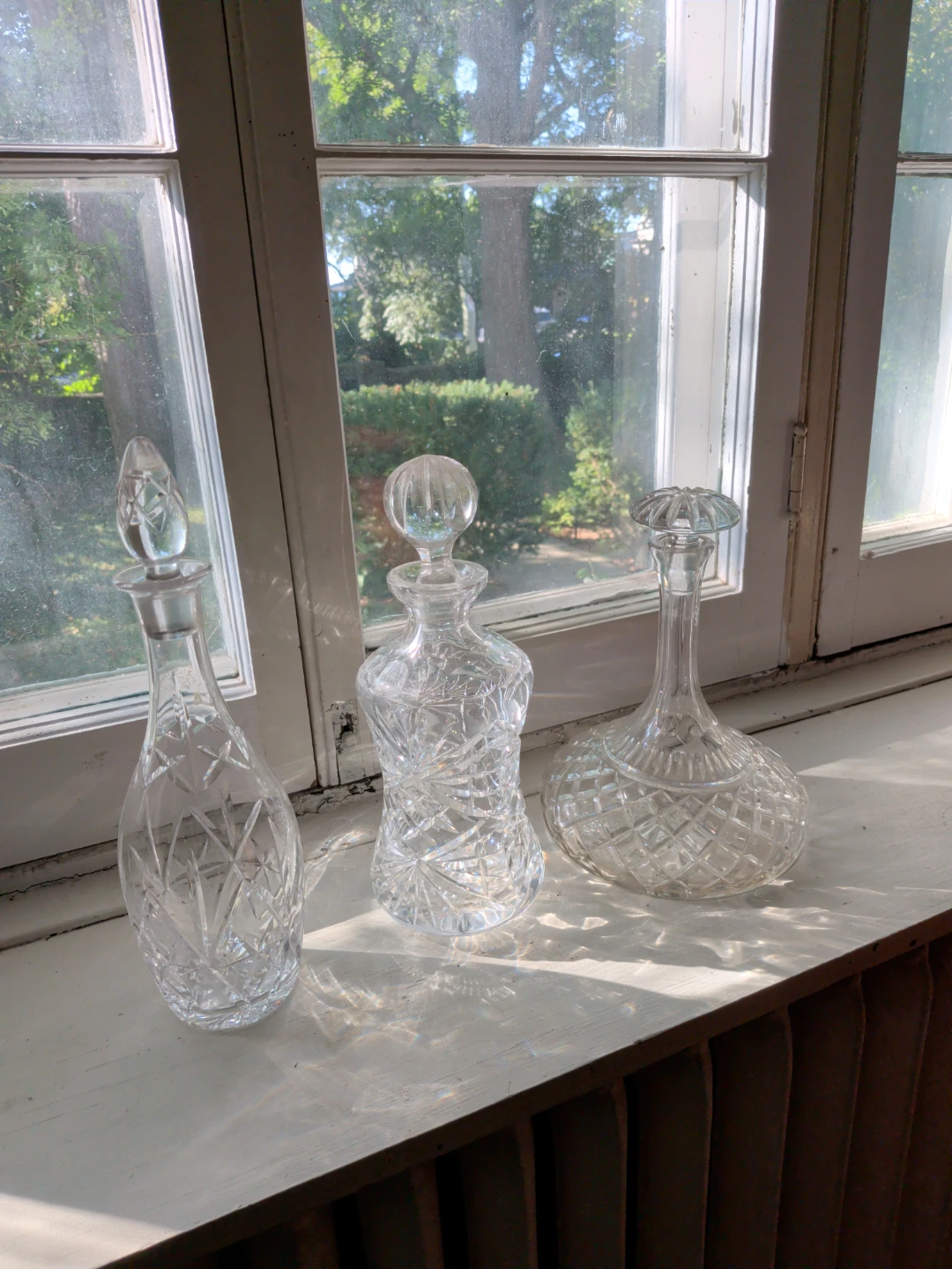 Set of Three Vintage Crystal Decanters