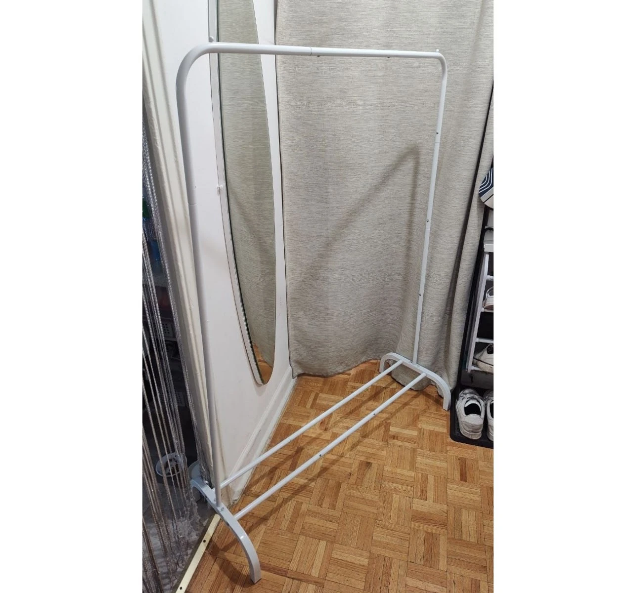 White Metal Garment / Clothes Rack with Bottom Shelf (43" x 58")