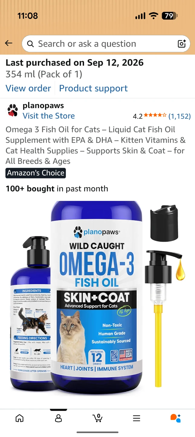 Planopaws Wild Caught Omega-3 Fish Oil for Cats - photo 2