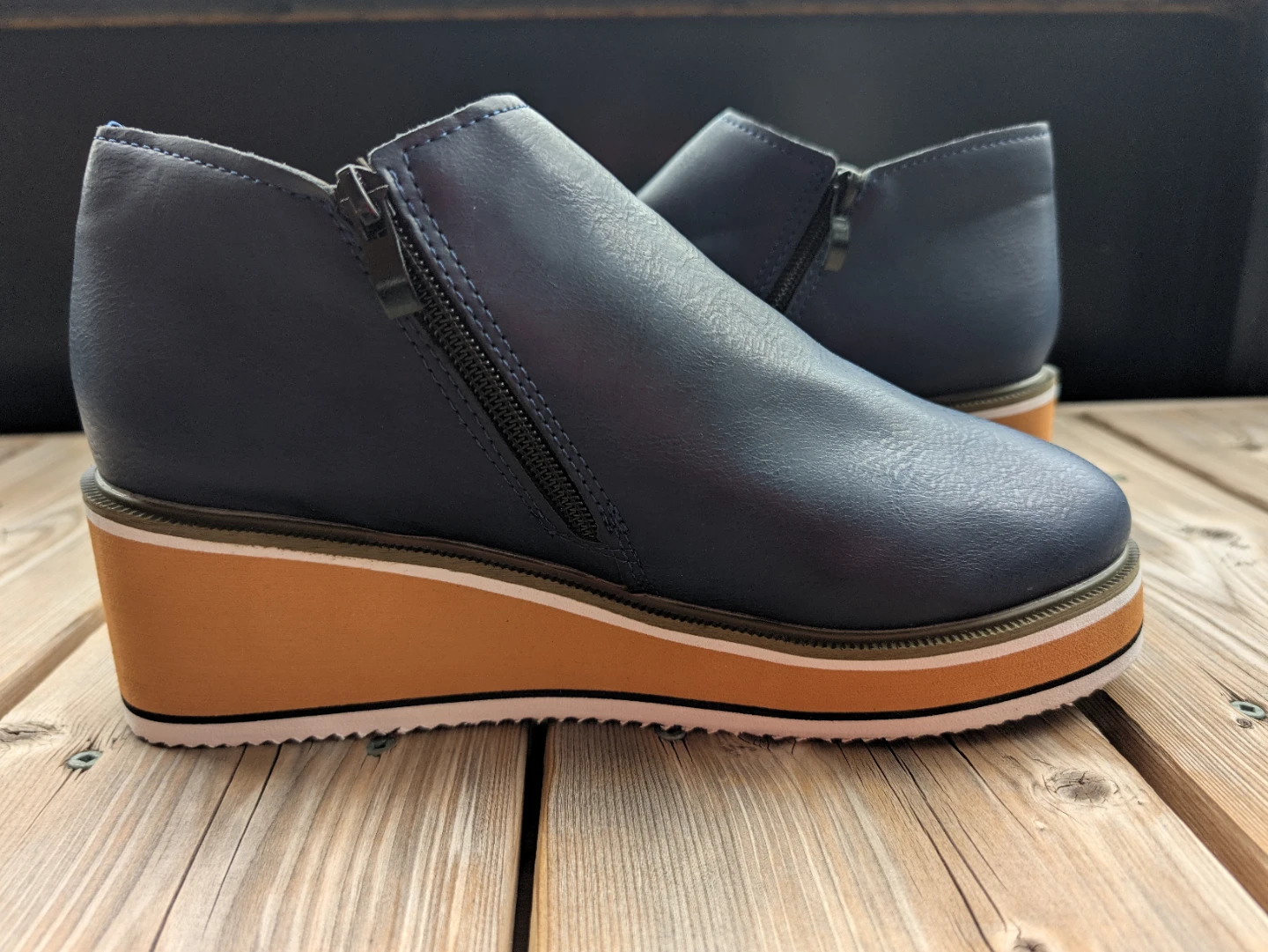 Navy Blue Wedge Ankle Boots - Veloura Vancouver - photo 3