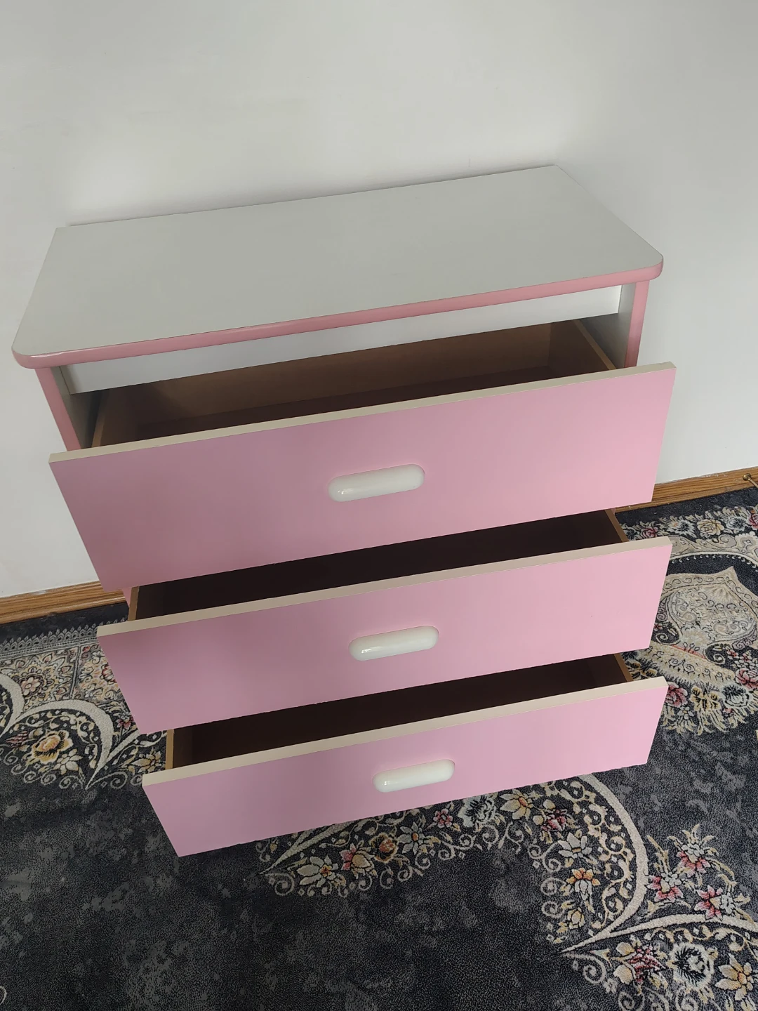 Pink and White Three-Drawer Dresser - photo 5