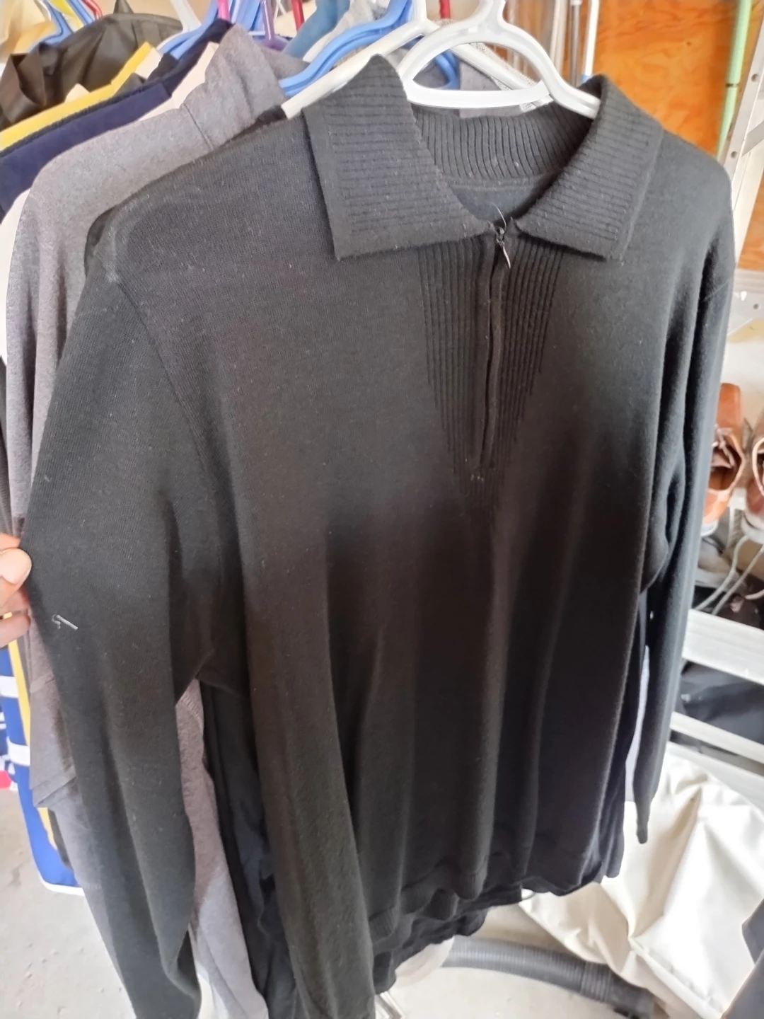 Black Long Sleeve Quarter-Zip Knit Sweater