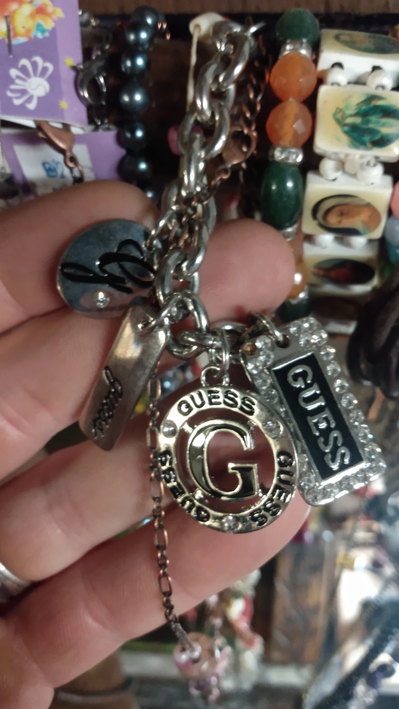 Guess Silver Tone Charm Bracelet