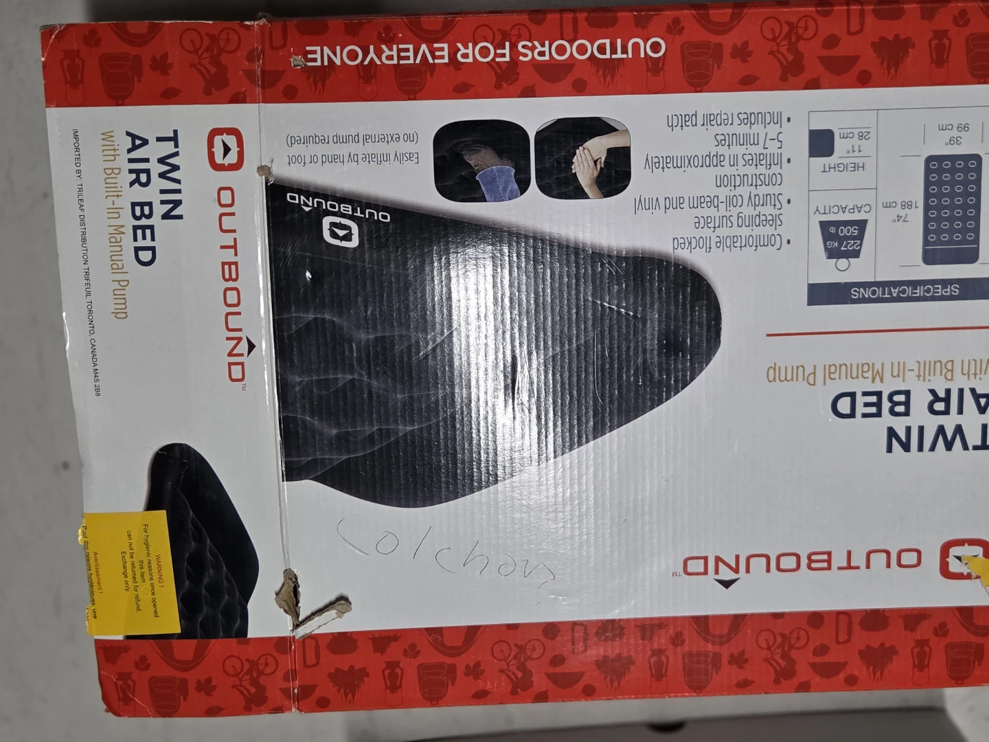 Outbound Twin Air Bed with Built-In Manual Pump