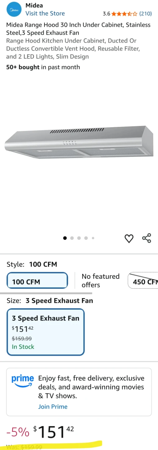 MIDEA UNDER CABINET CONVERTIBLE SLIM RANGE HOOD - 30" - photo 4