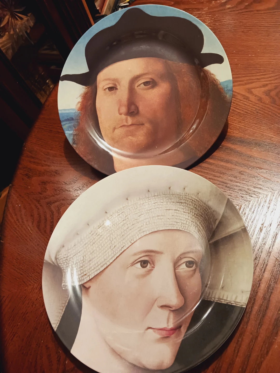 Set of Two Renaissance Art Portrait Plates