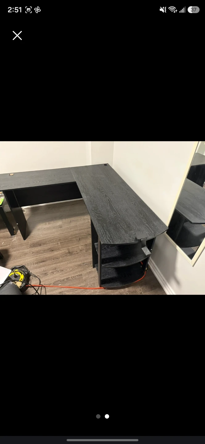 Black L-Shaped Corner Desk - photo 3