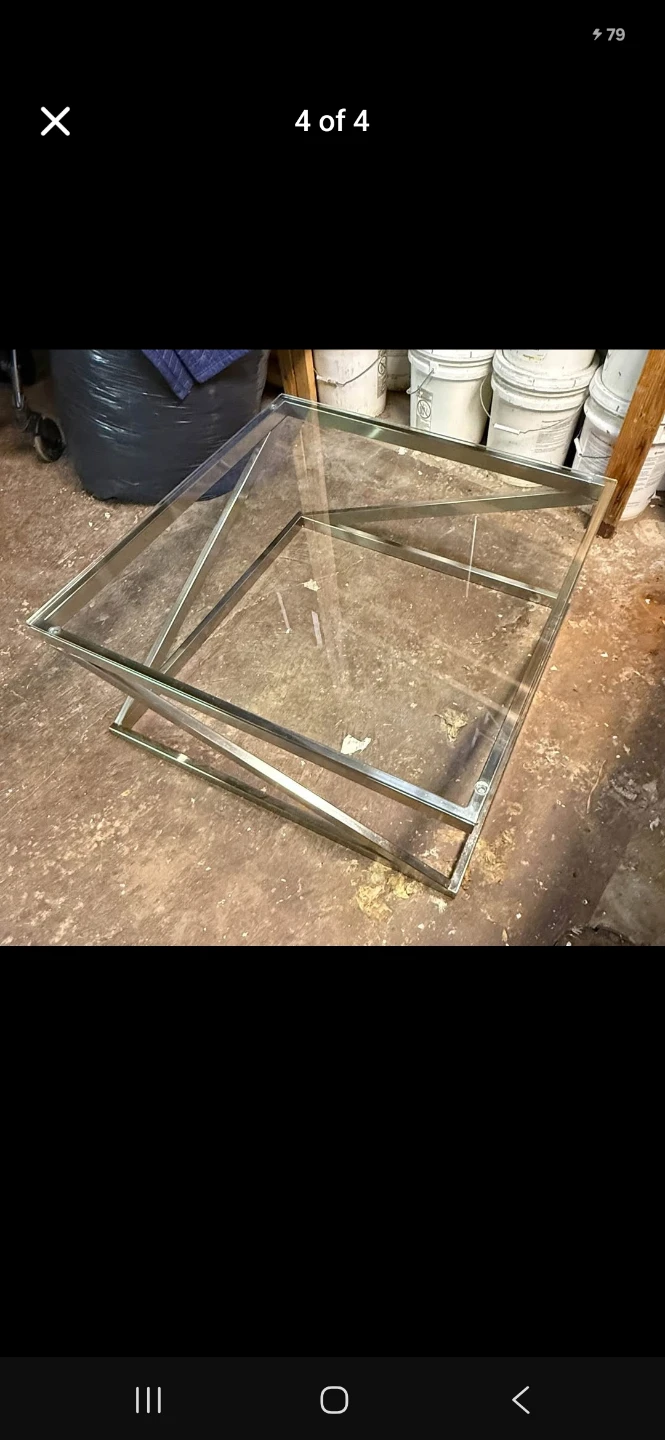 Modern Square Glass Coffee Table with Metal Base - photo 3