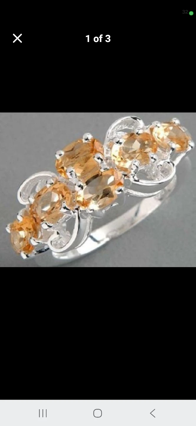 Genuine Citrine 2.70 ctw Sterling Silver Ring size 7
