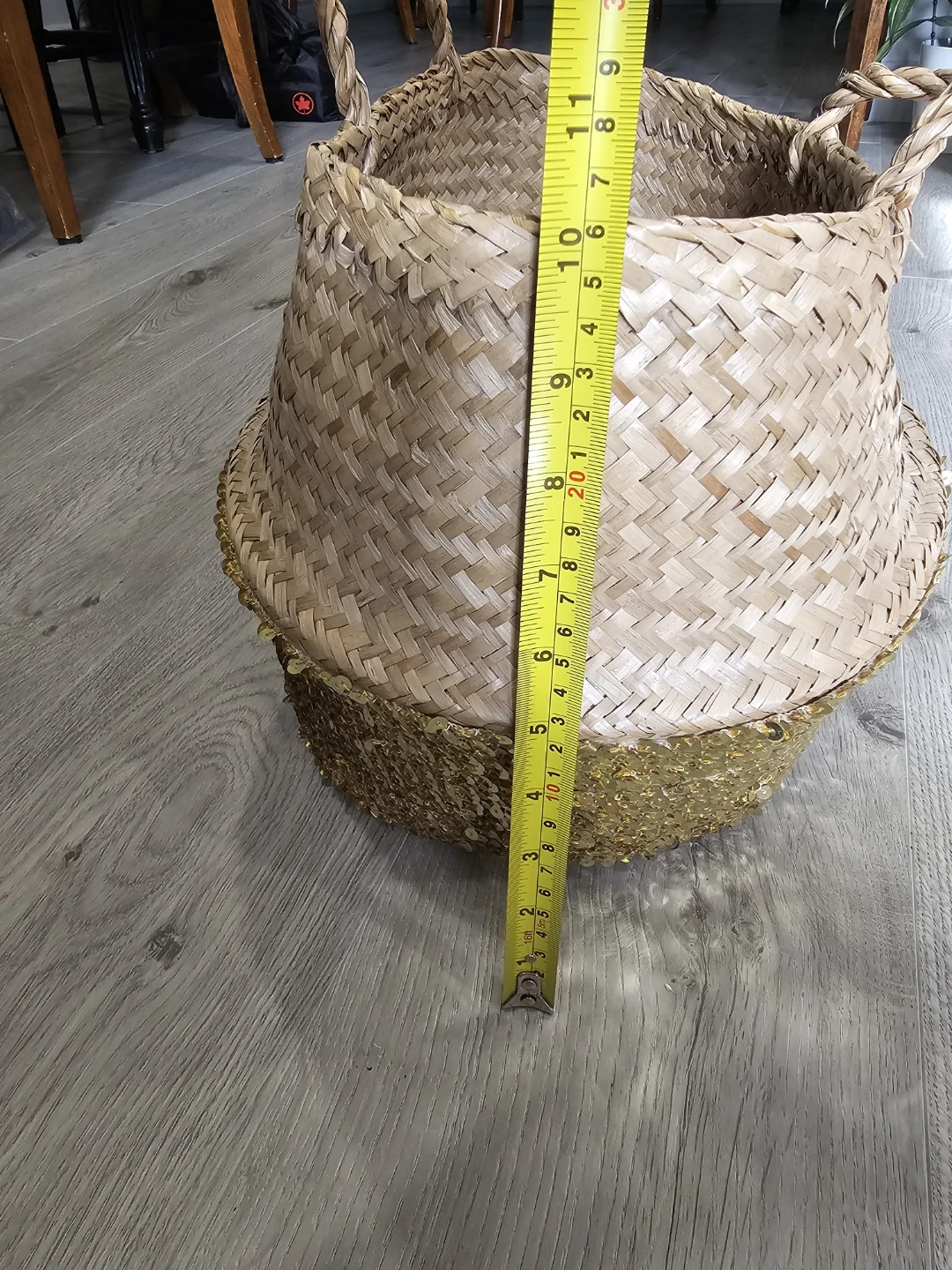 🏈Woven Basket with Gold Sequins - photo 5