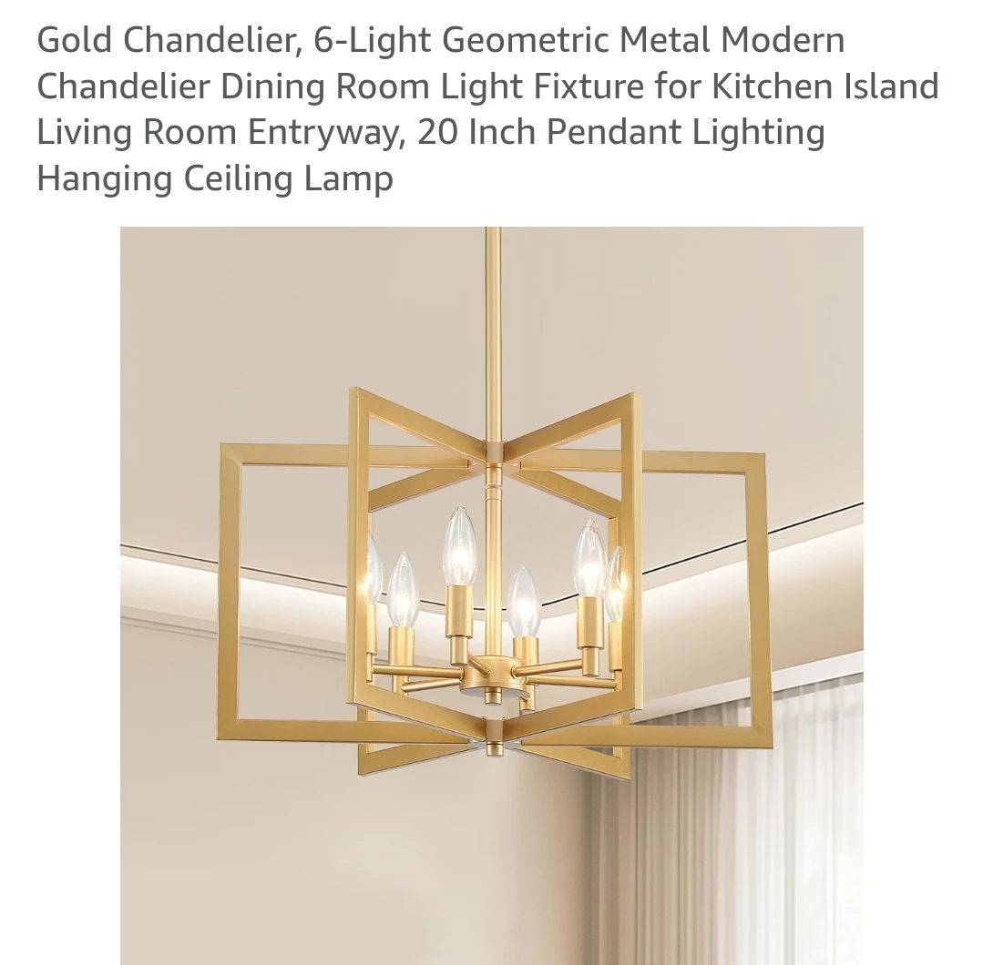 6-Light Geometric Gold Metal Chandelier