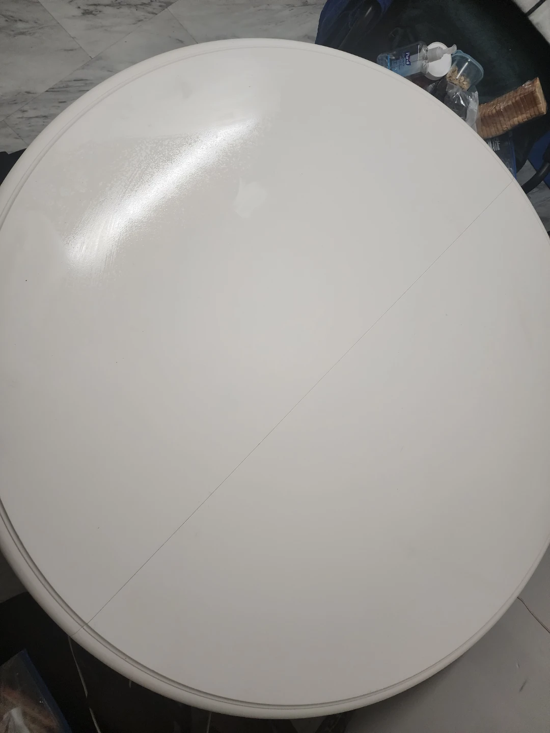 Round White Dining Table with 4 Black Chairs - photo 2