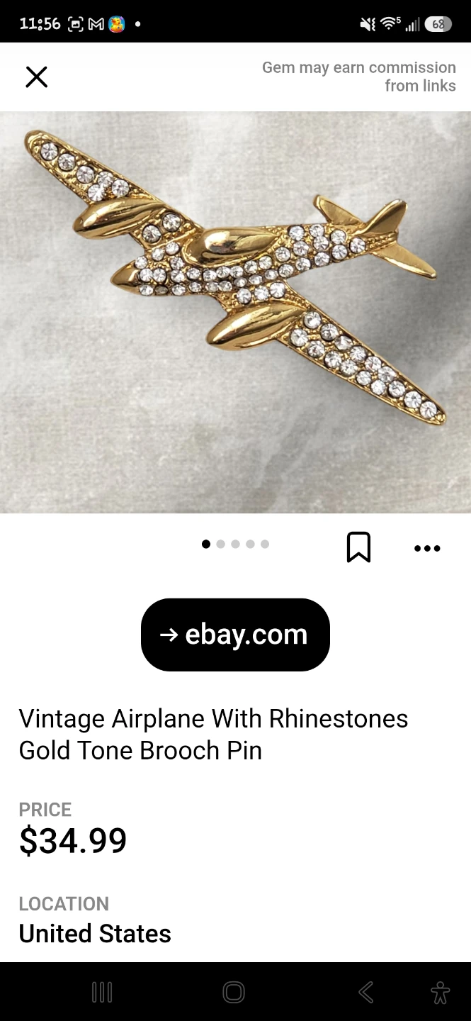 Vintage Airplane Rhinestone Brooch Pin - photo 2