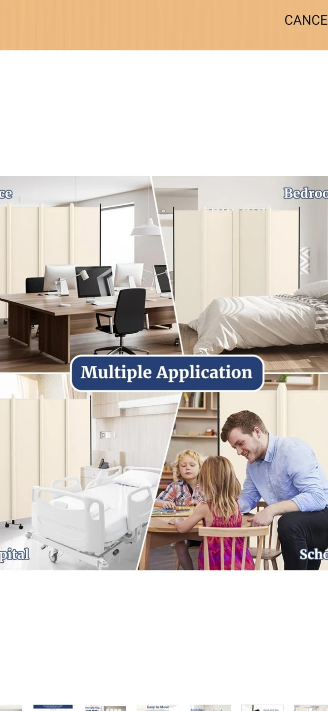 4 Panel Room Divider Beige - photo 3