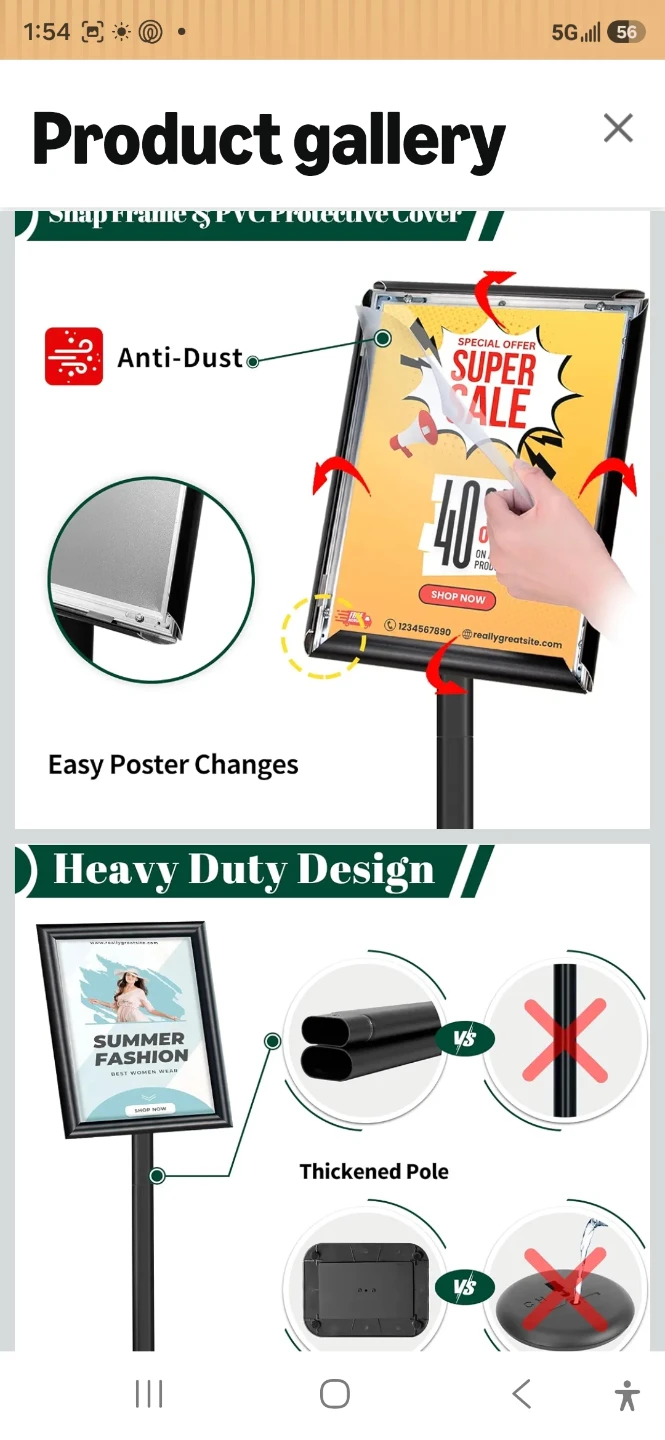 Adjustable Black Pedestal Sign Stand 11x17 - photo 3