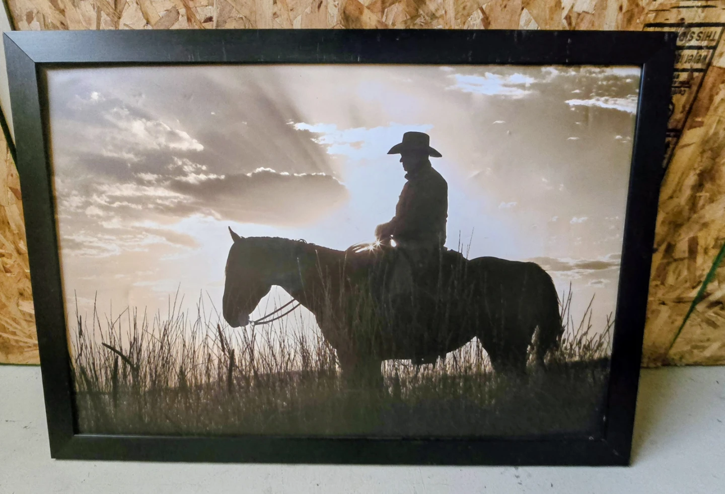 Framed Western Cowboy Silhouette Wall Art