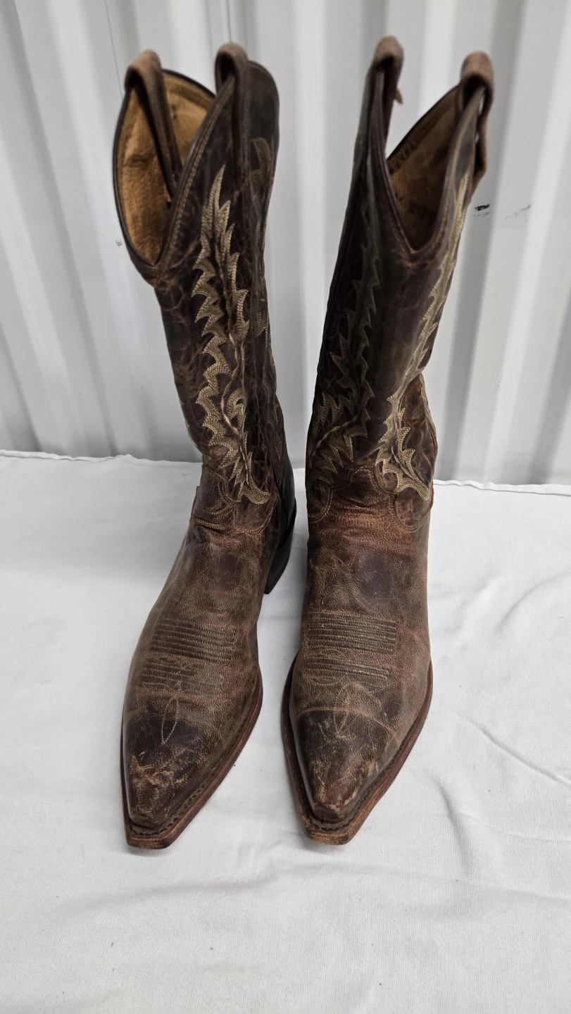 Tony Lama Brown Leather Embroidered Western Cowboy Boots US 10 - photo 3
