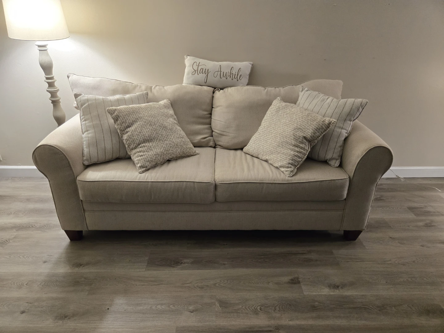 Beige Upholstered Sofa - photo 5