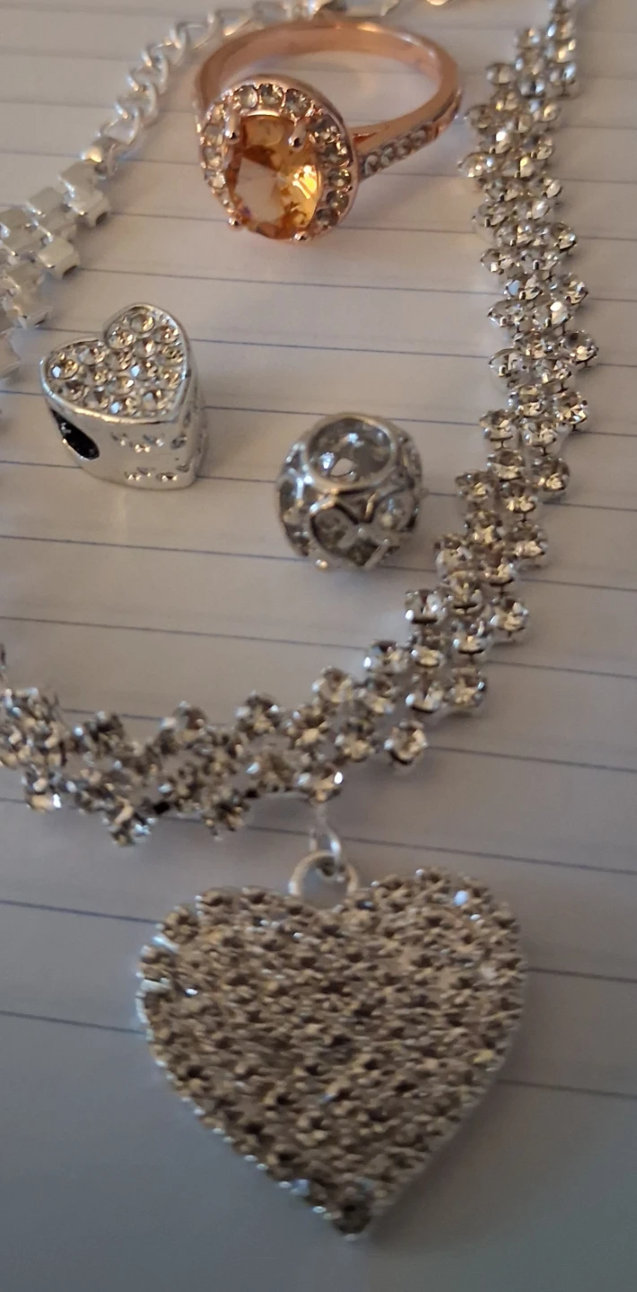 Rhinestone Heart bracelet, Ring, and Charm Set - photo 3
