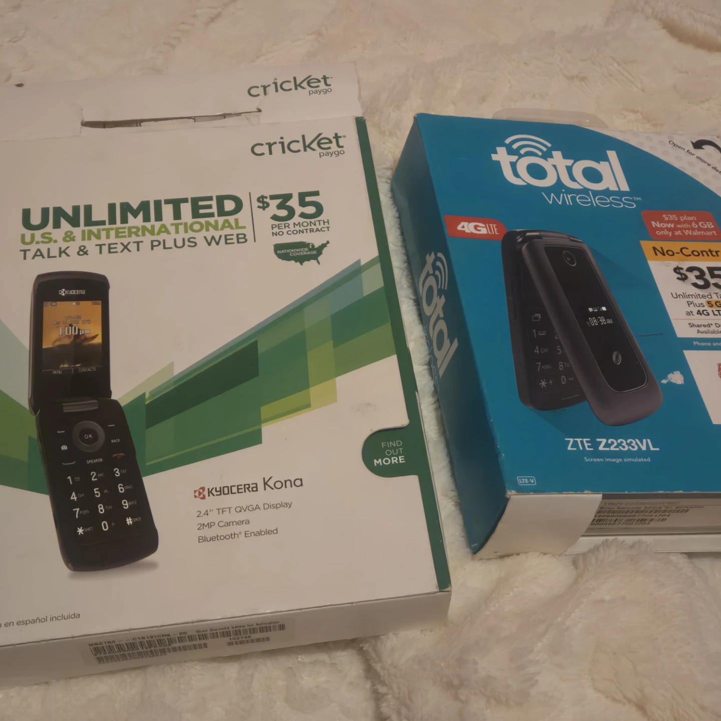 New flip phones and phones.