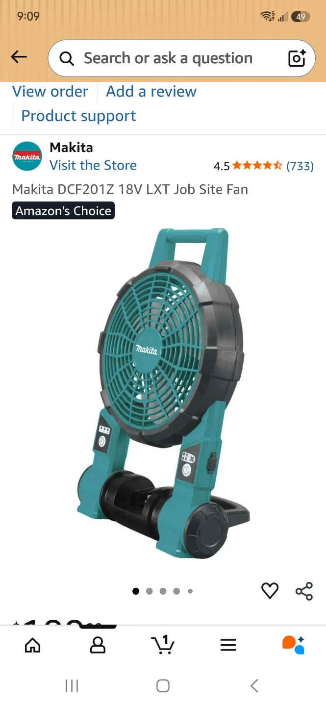 Makita DCF201Z 18V LXT Job Site Fan
